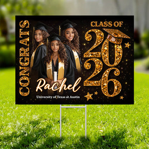 Congrats Senior 2026 Lawn Sign, Graduation Gift - Personalized Graduation Yarn Sign