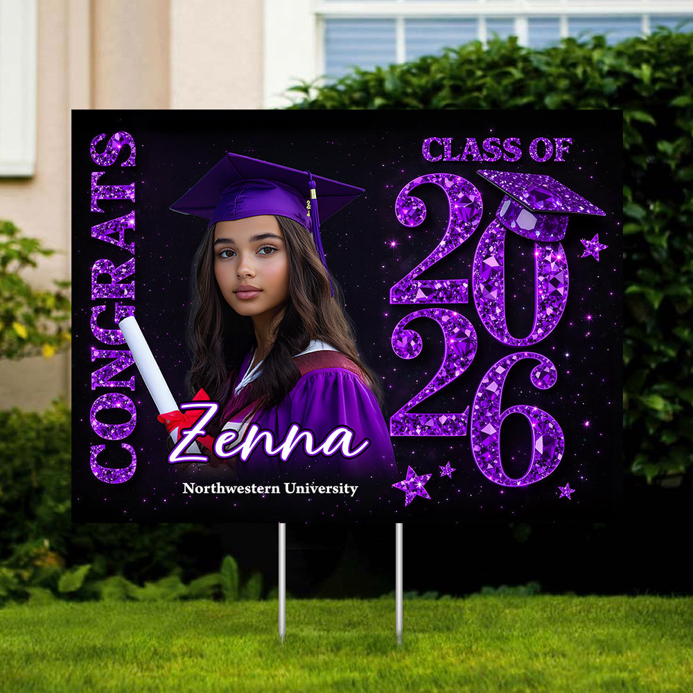 Congrats Senior 2026 Lawn Sign, Graduation Gift - Personalized Graduation Yarn Sign