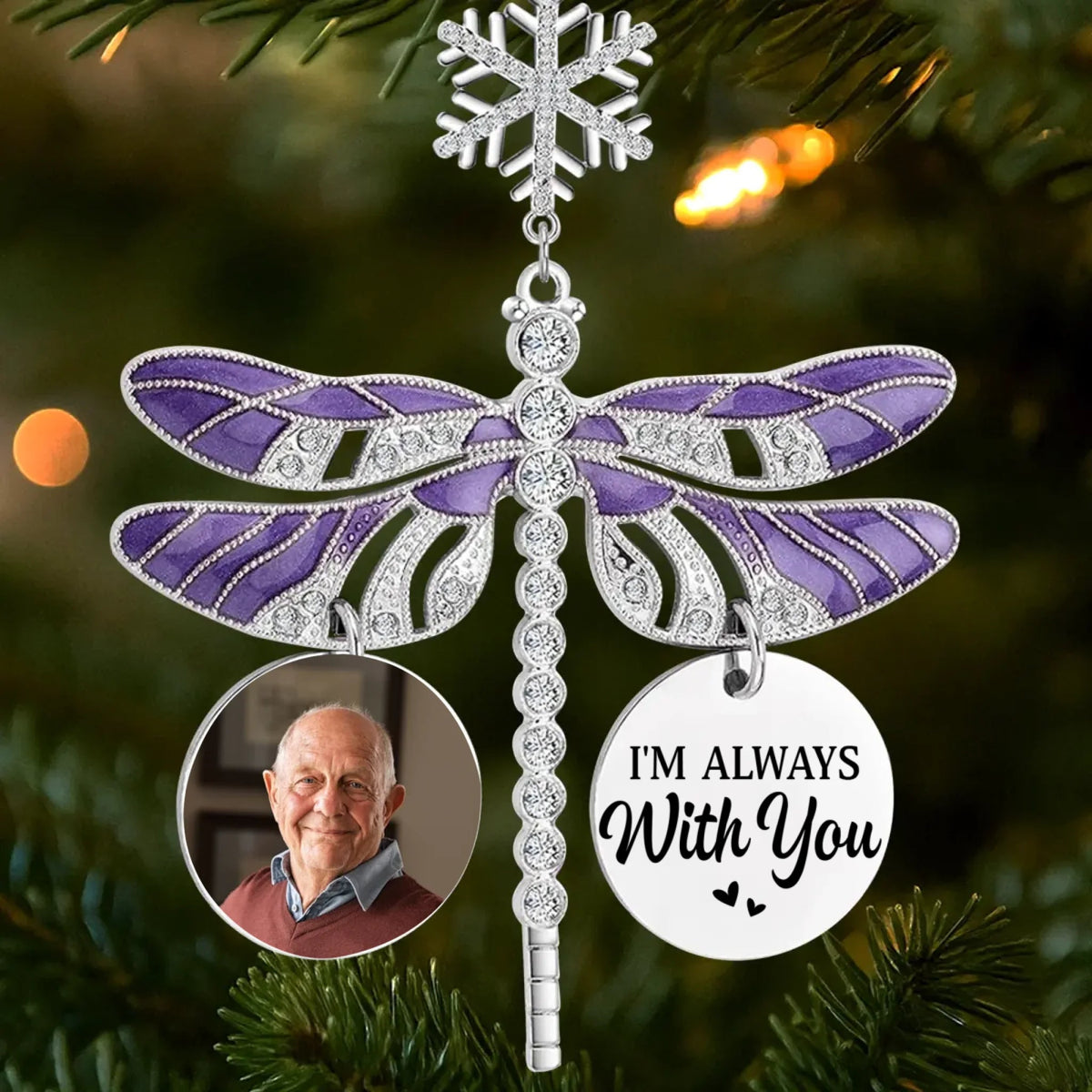 Custom Photo Dragonfly Memorial Ornament - Personalized Memorial Sympathy Gifts For Loss Of Mom, Dad - A Heart Remembered Through Time