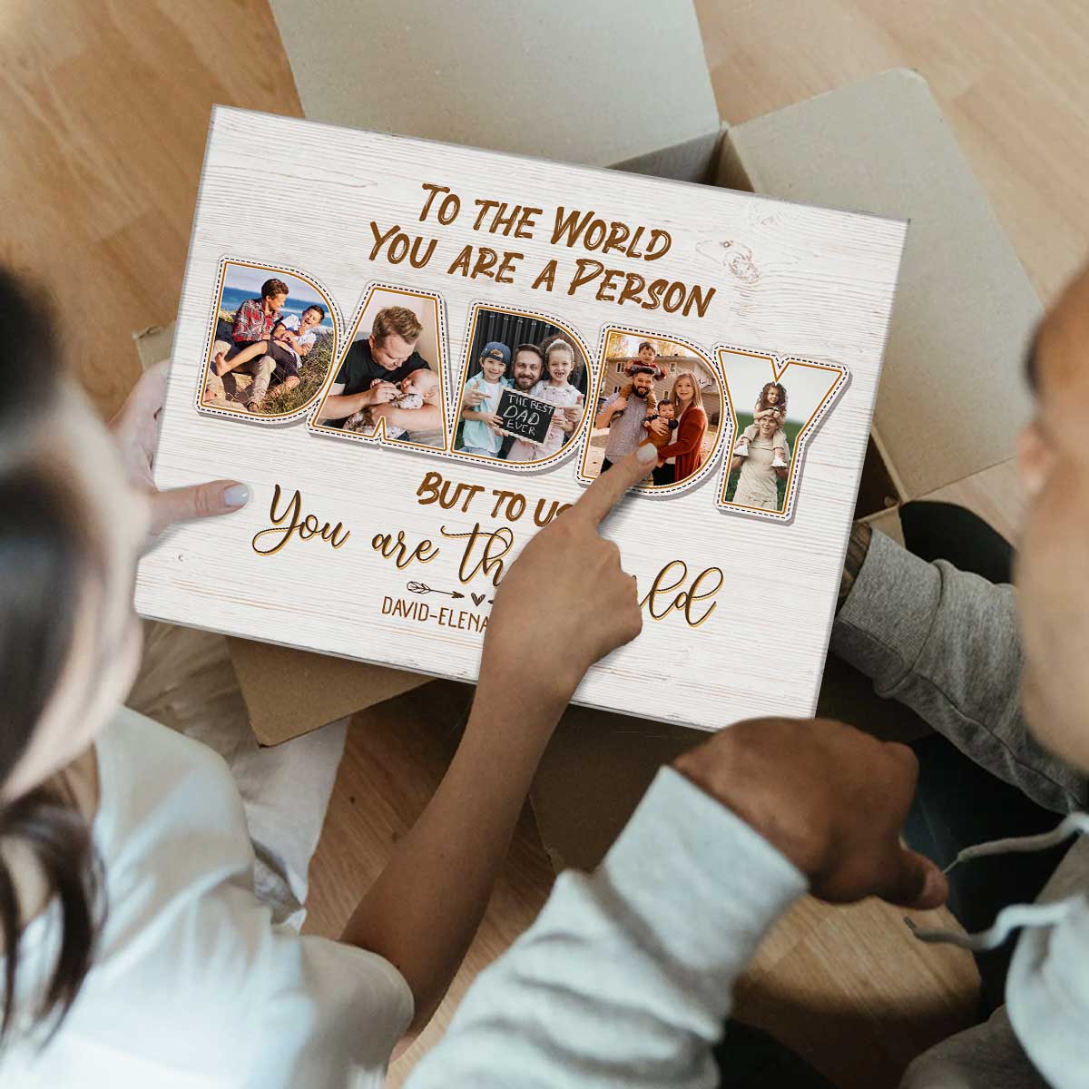 Daddy To Us You Are The World Personalized Photo Canvas Poster,Father's Day Gift