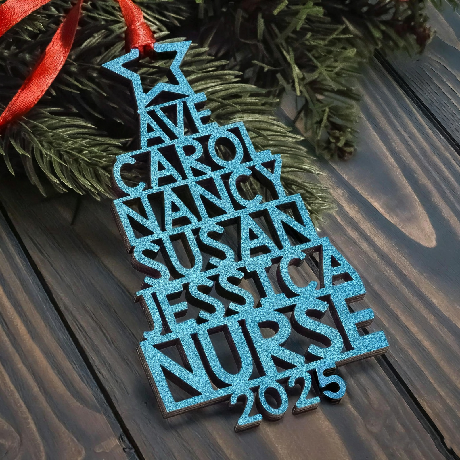 Family Names 2025 Christmas Tree Ornament Personalized Family Ornament