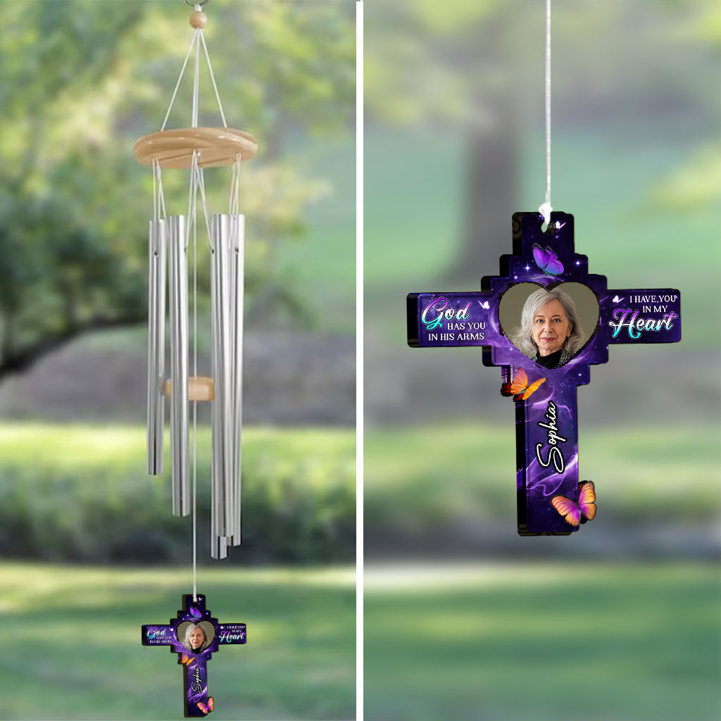 God Has You In His Arm, I Have You In My Heart - Personalized Memorial Wind Chime