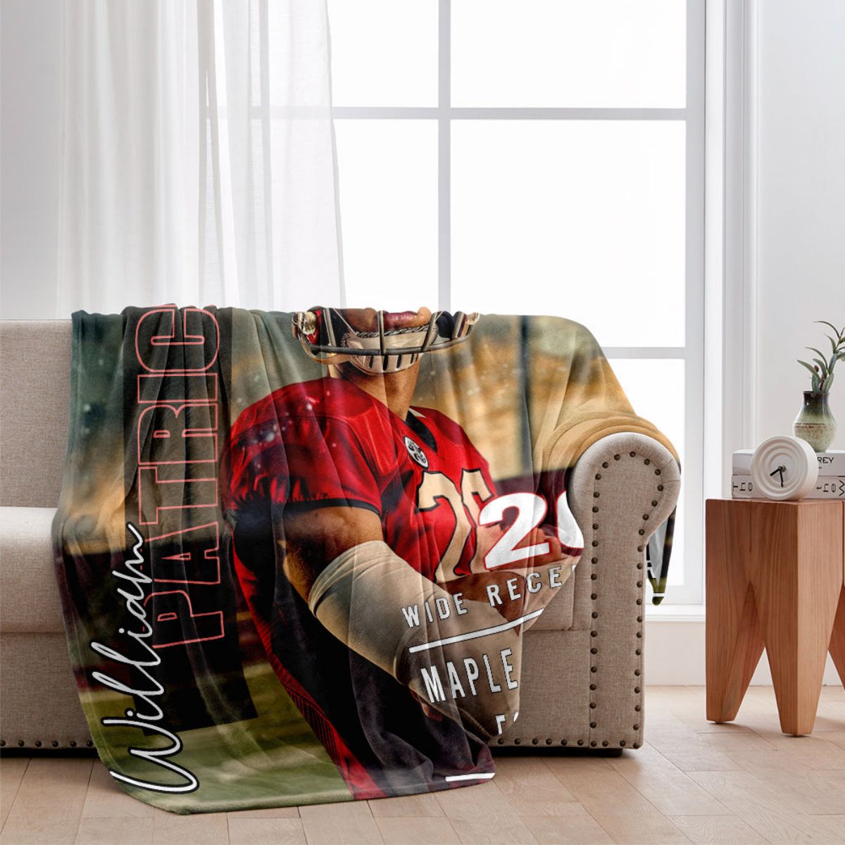 Personalized Custom Photo Name Football Blanket