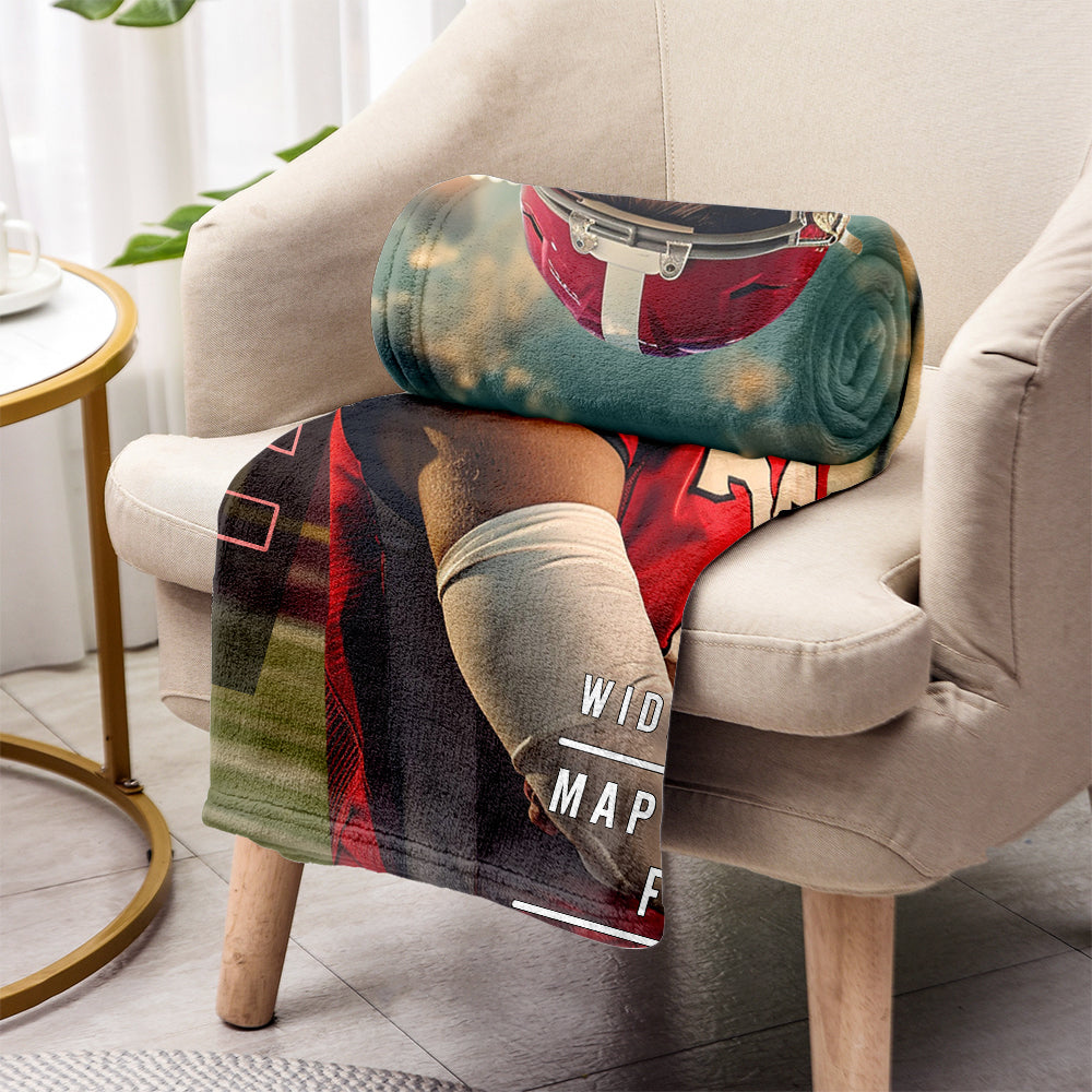 Personalized Custom Photo Name Football Blanket