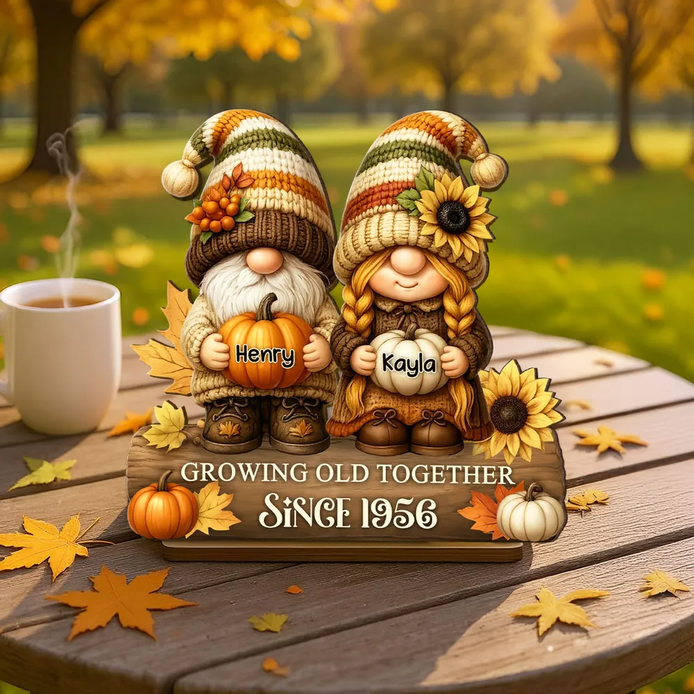 Couple Growing Old Together Personalized Standing Wooden Plaque Fall Decor for Couple
