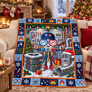 Personalized HVAC Technician Flannel Blanket – Custom Name Cozy Gift For AC & Heating Professionals
