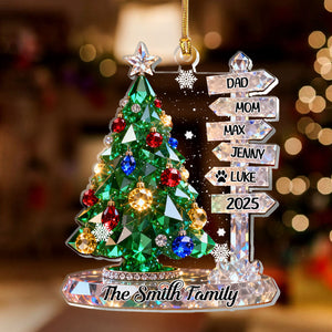 Family Signpost Custom Name - Personalized 1-Layer Acrylic Ornament