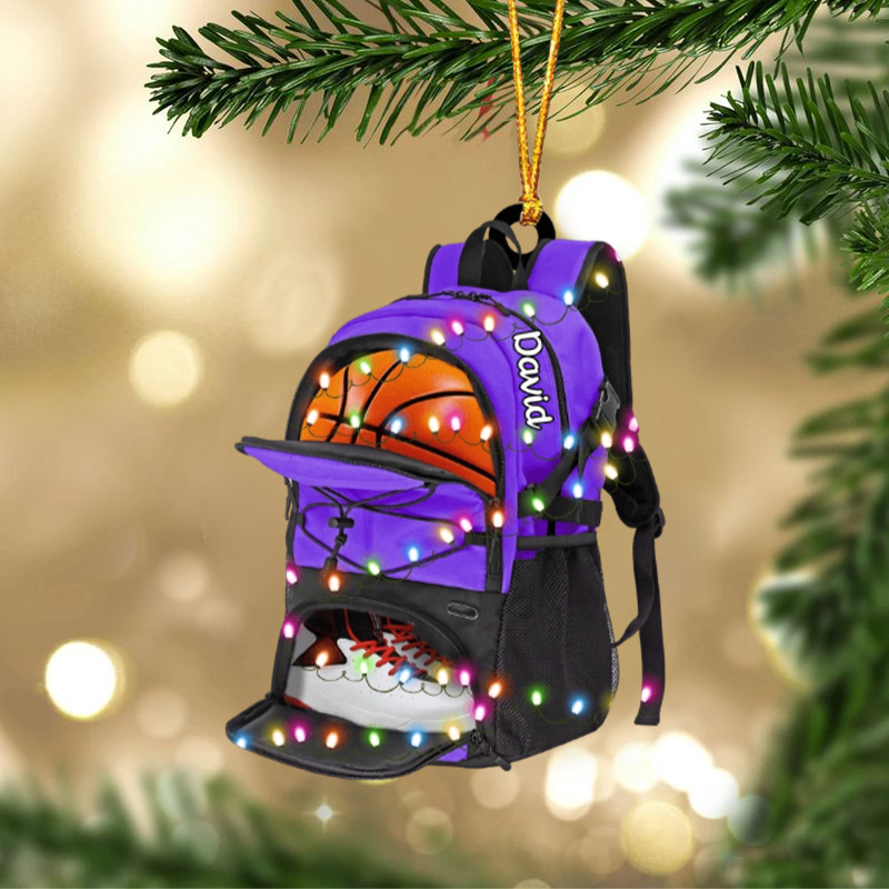 Personalized Basketball Bag Christmas Acrylic Ornament, Gift for Basketball Players