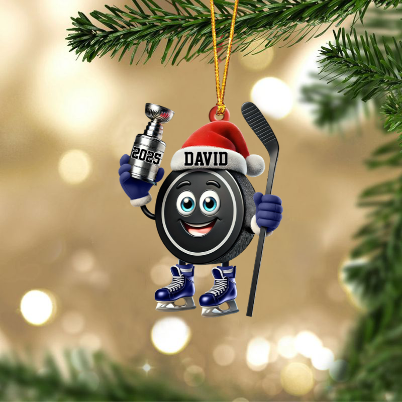 Personalized Trophy Hockey Ornament Hockey Lover Christmas Gift