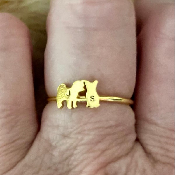Personalized Pet Ring Pet Lover Memorial Gift Sympathy Gift Stackable Engraved Animal Initial Ring
