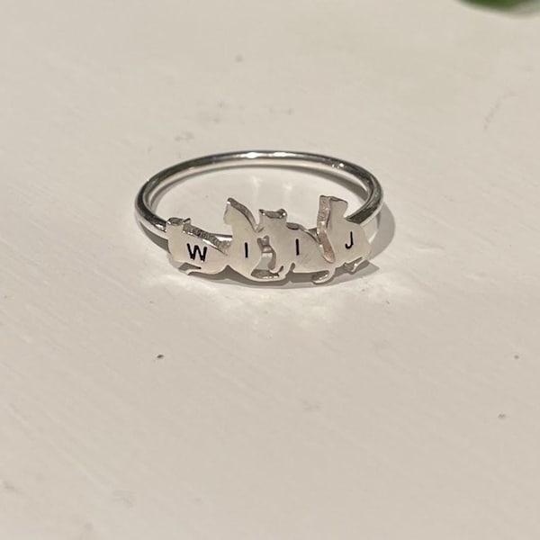 Personalized Pet Ring Pet Lover Memorial Gift Sympathy Gift Stackable Engraved Animal Initial Ring