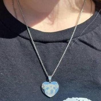 Personalized Necklace Photo Engraved Heart Pendant