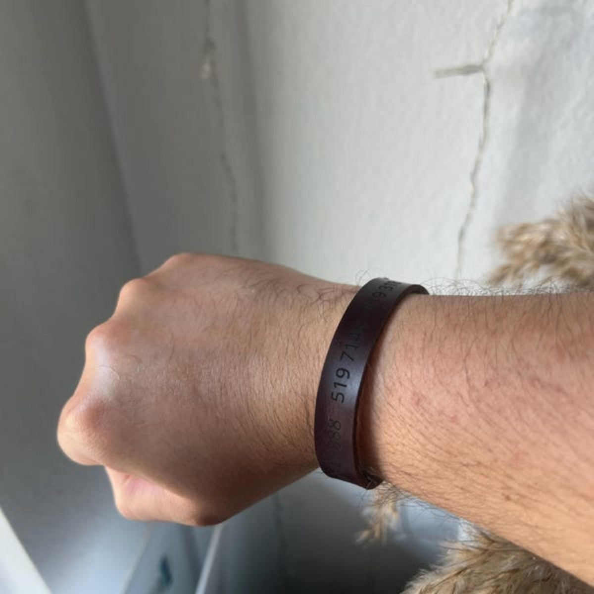 Personalized Leather Bracelet - Engraved Modern Minimalist Cuff