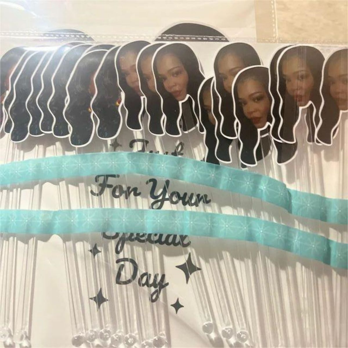 Personalized Clear Drink Stirrers With Face Party Decorations