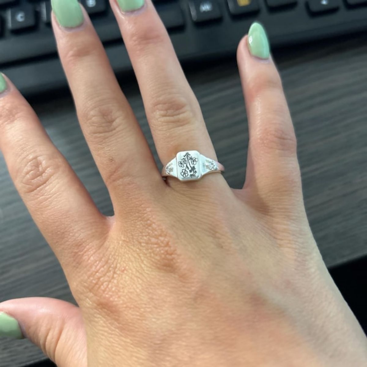 Personalized Birth flower gold ring, Statement flower rings for women, Minimalist ring