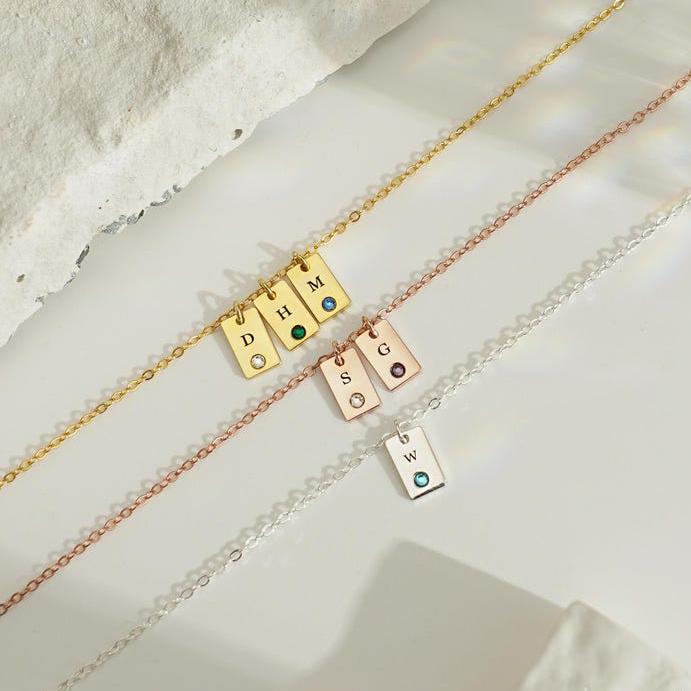 Personalized Birthstone Multiple Initial Necklace