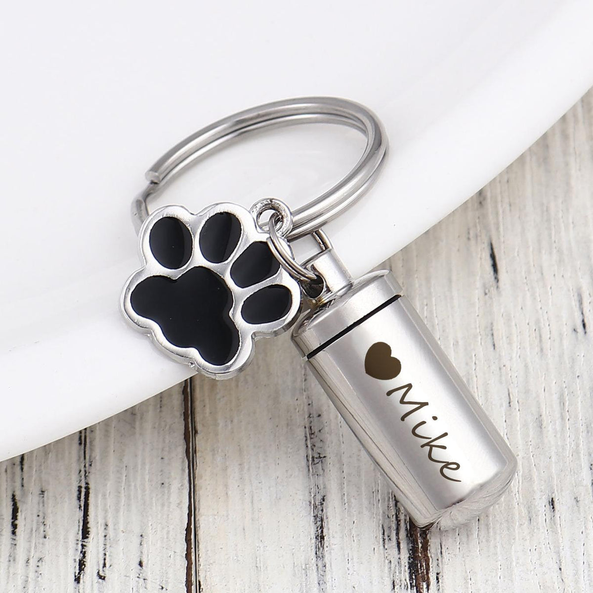 Personalized Pet Memorial Dog Paw Pet Urns Keychain