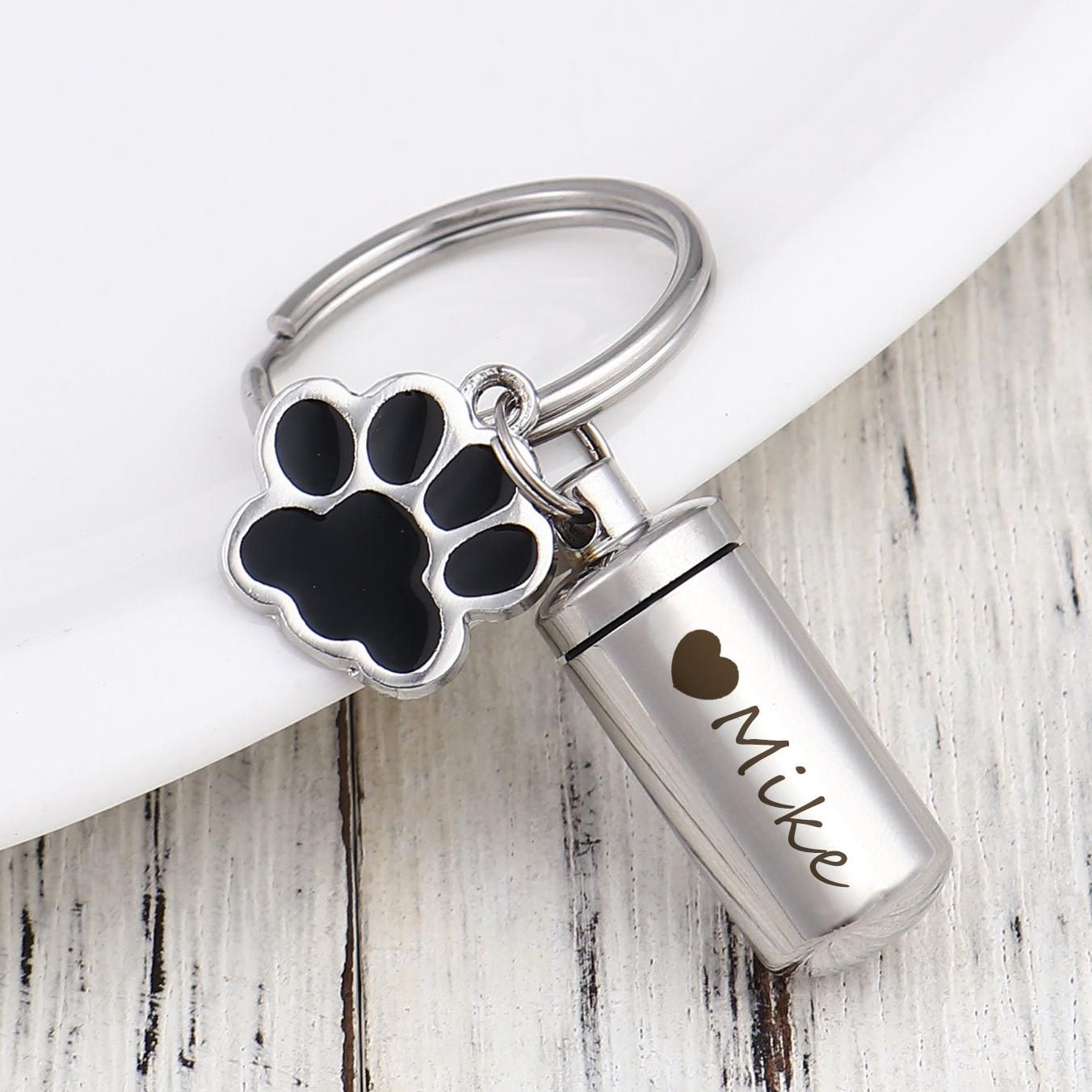 Personalized Pet Memorial Dog Paw Pet Urns Keychain