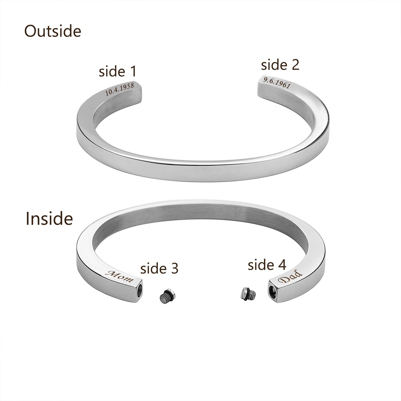 Personalized Double Chamber Memorial Ashes  Bracelet