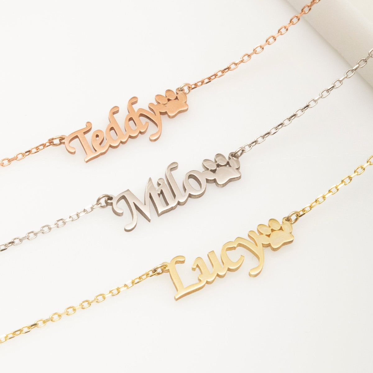 Personalized Pet Name with Paw Memorial Necklace