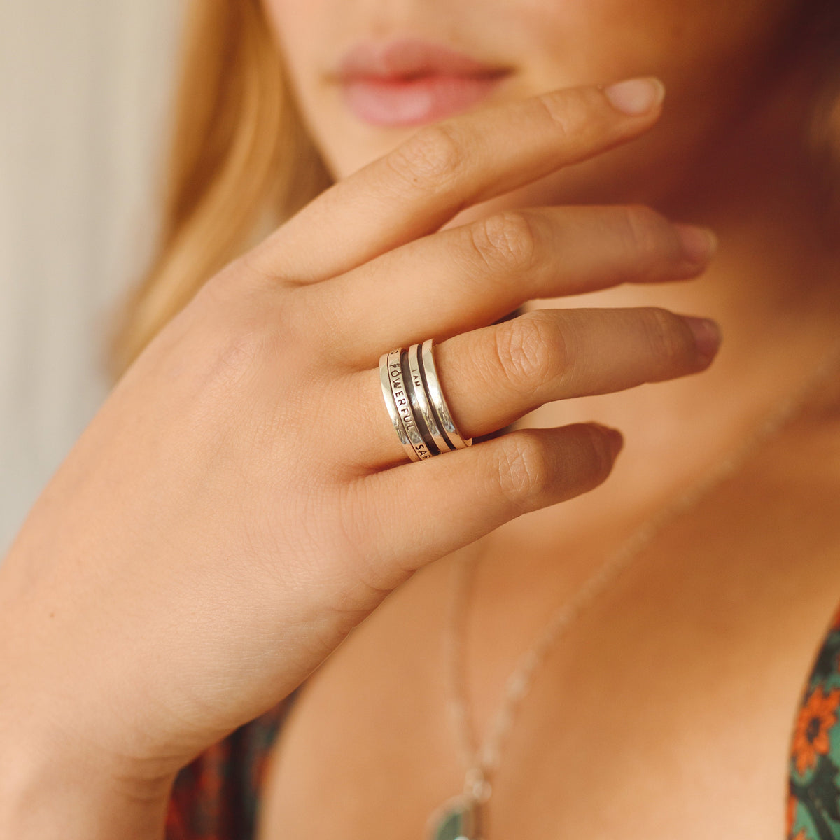 I Am Powerful Worthy Enough Loved Safe Ring, Fidget Spinner Ring