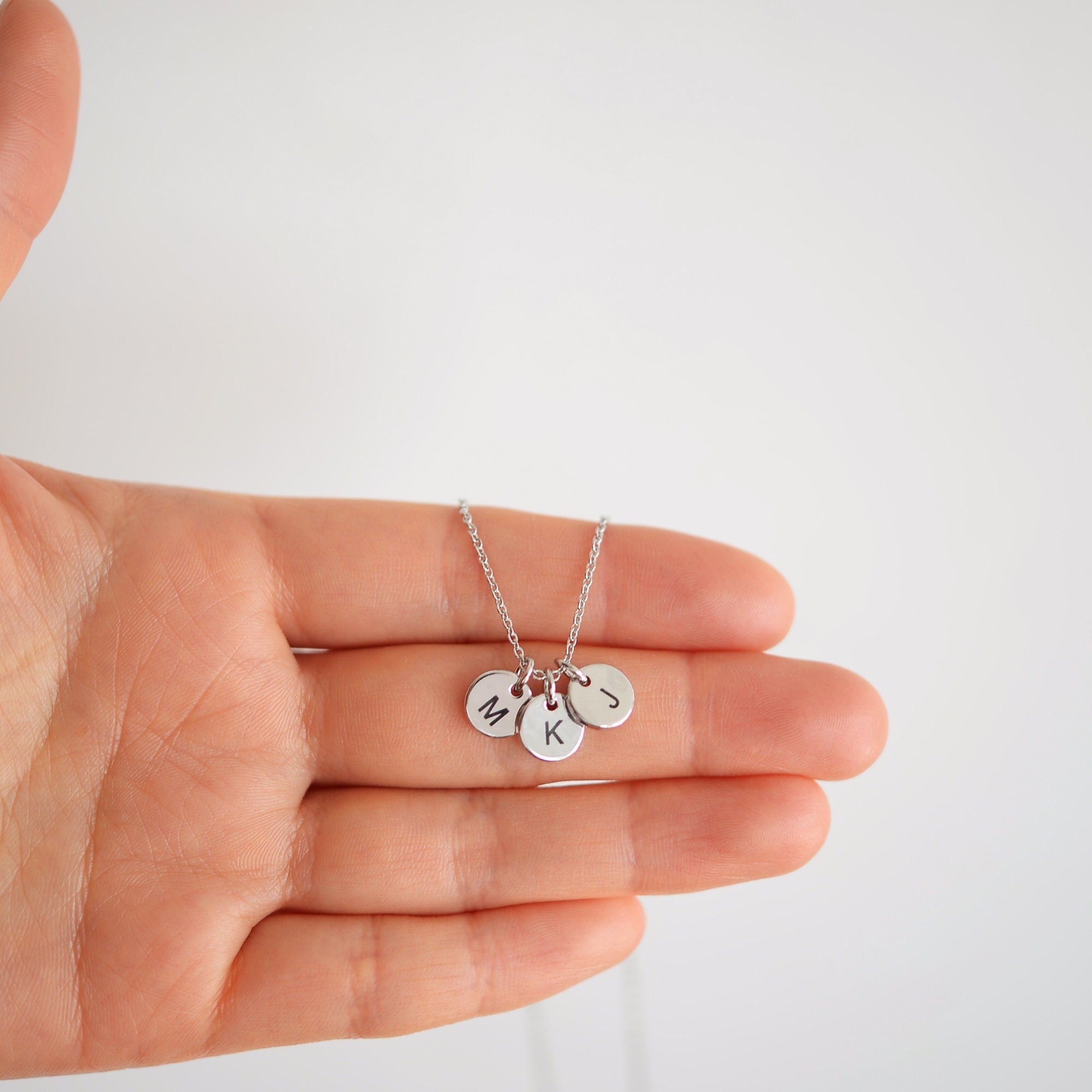 Personalized Initial Disc Necklace/ Engraved Letter Necklace