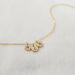 Personalized Initial Disc Necklace/ Engraved Letter Necklace