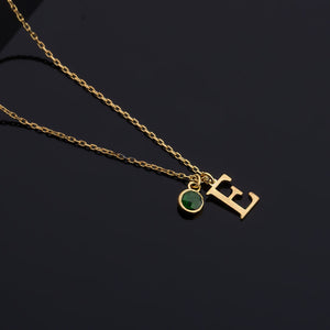 Personalized Initial Necklace with Birthstone