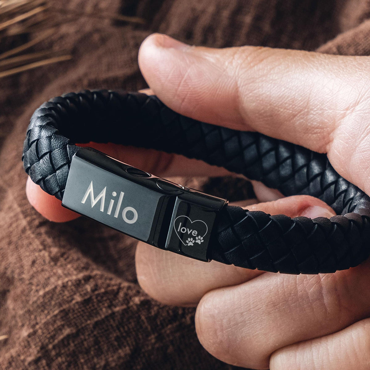 Custom Cremation Bracelet, Personalized Ashes Bracelet Dog Urn Bracelet Leather, Engraved Pet Ashes Bracelet, Pet Memorial Gift