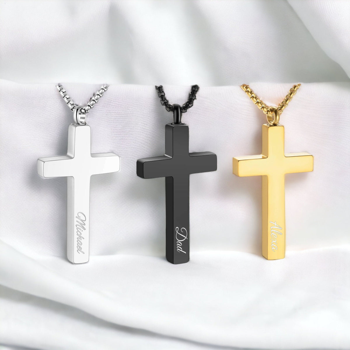 Engraved Name Personalized CROSS URN NECKLACE Cremation Jewelry