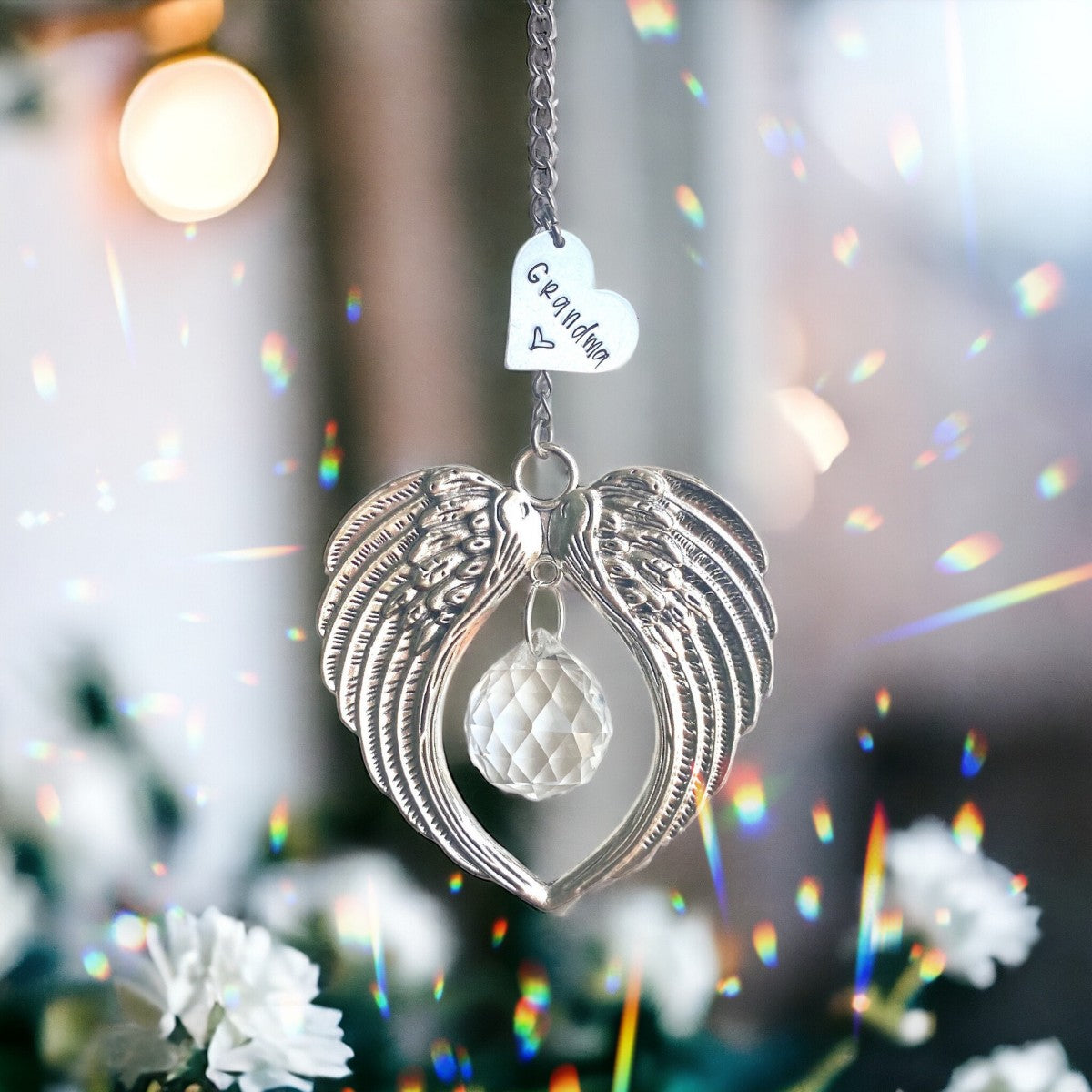Personalized Memorial Suncatcher Wing Ornament