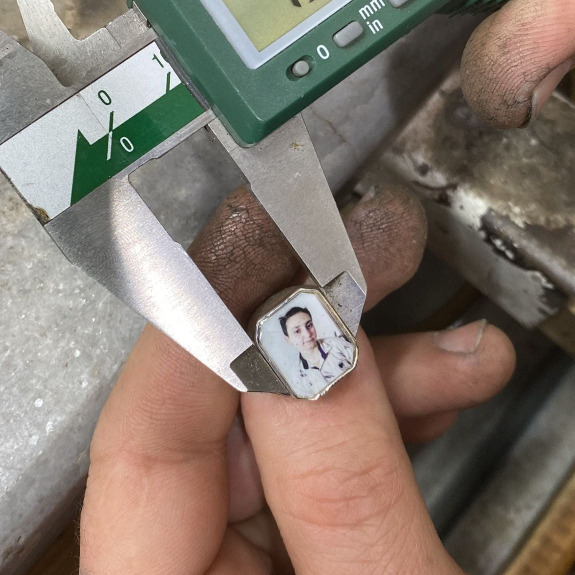 Photo Ring With 2 Birthstones, Personalized Gift for Her