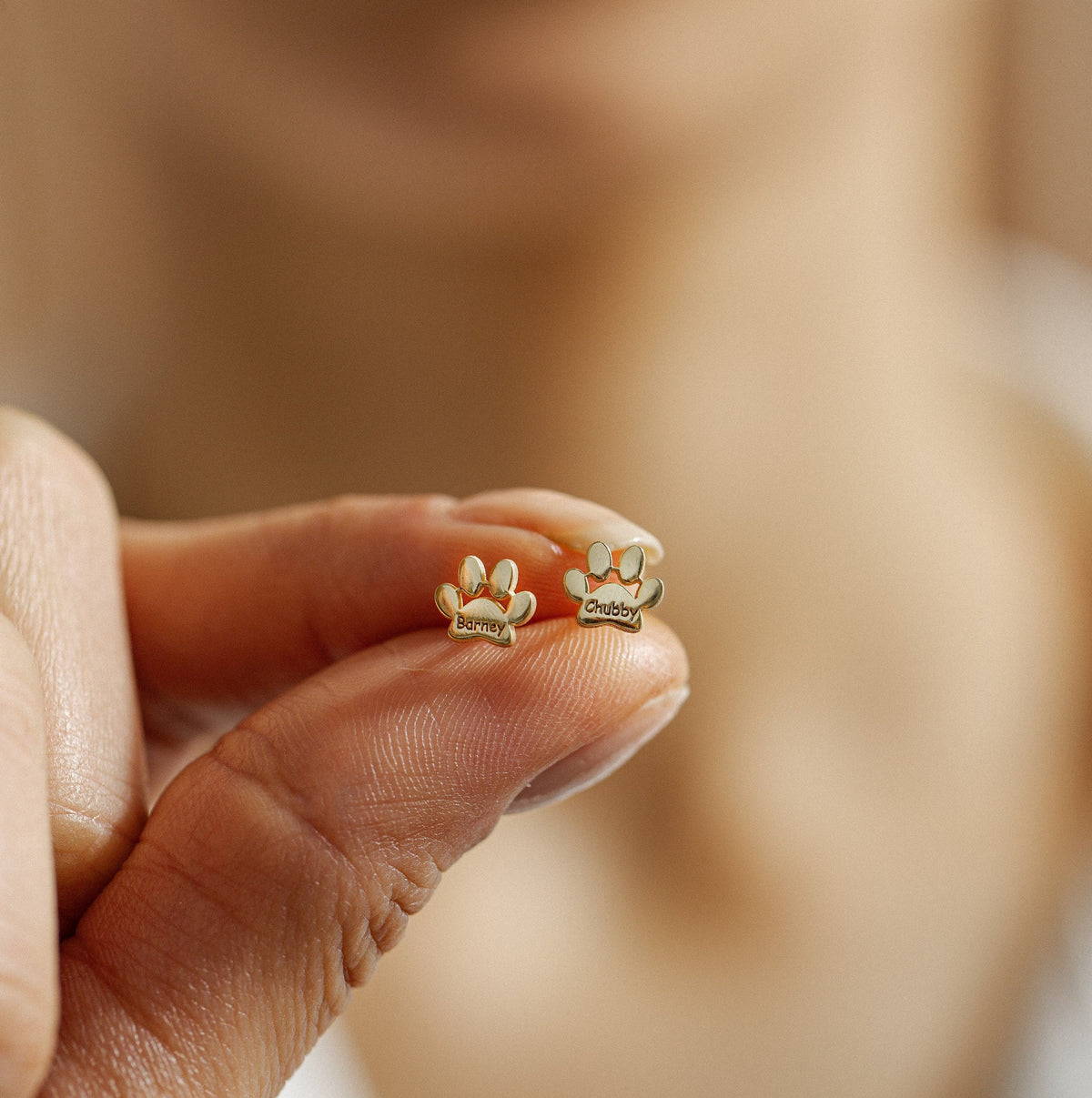 Personalized Paw Earrings, Gift for Pet Lovers, Pet Remembrance Studs