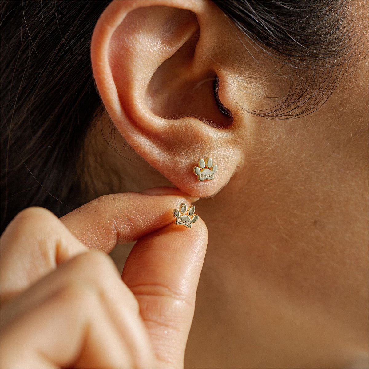 Personalized Paw Earrings, Gift for Pet Lovers, Pet Remembrance Studs