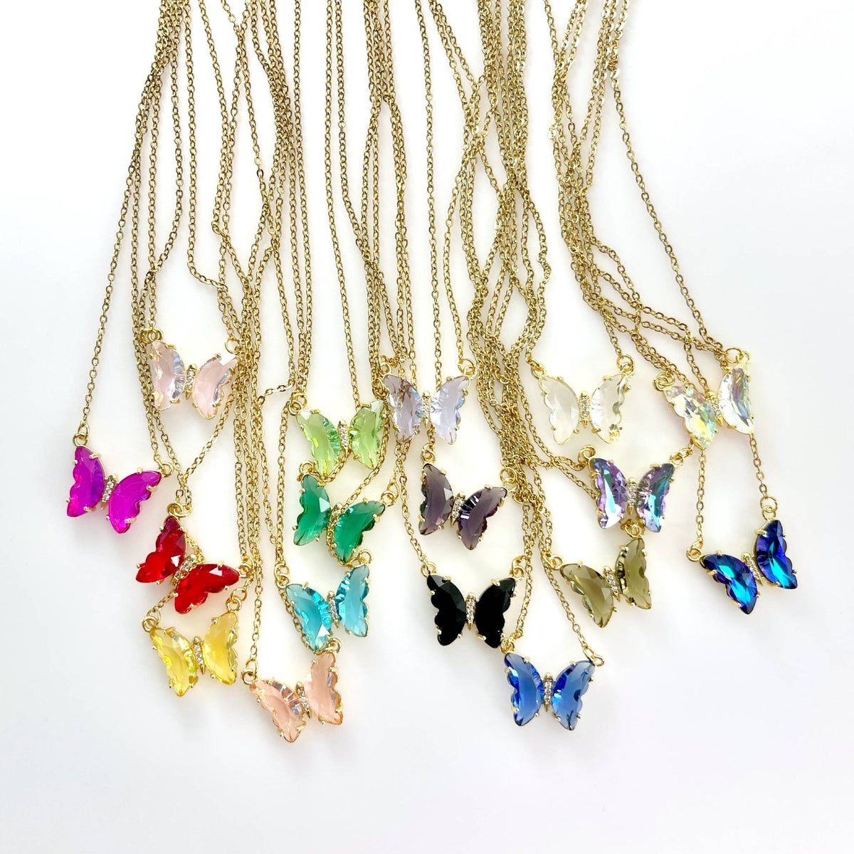Crystal Butterfly Charm Necklace