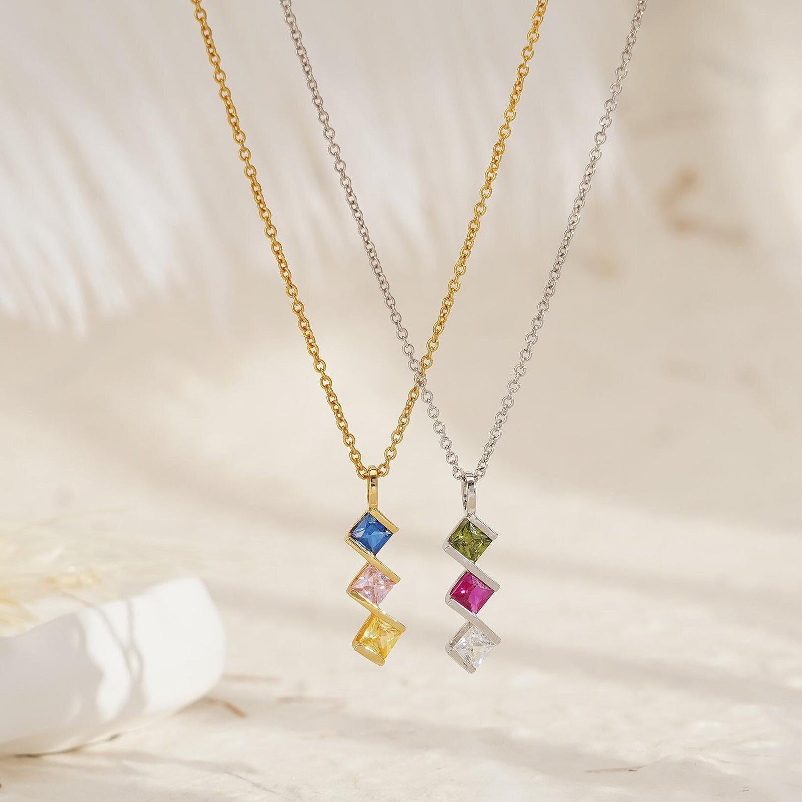 Personalized Multiple Birthstone Necklace Gift For Family