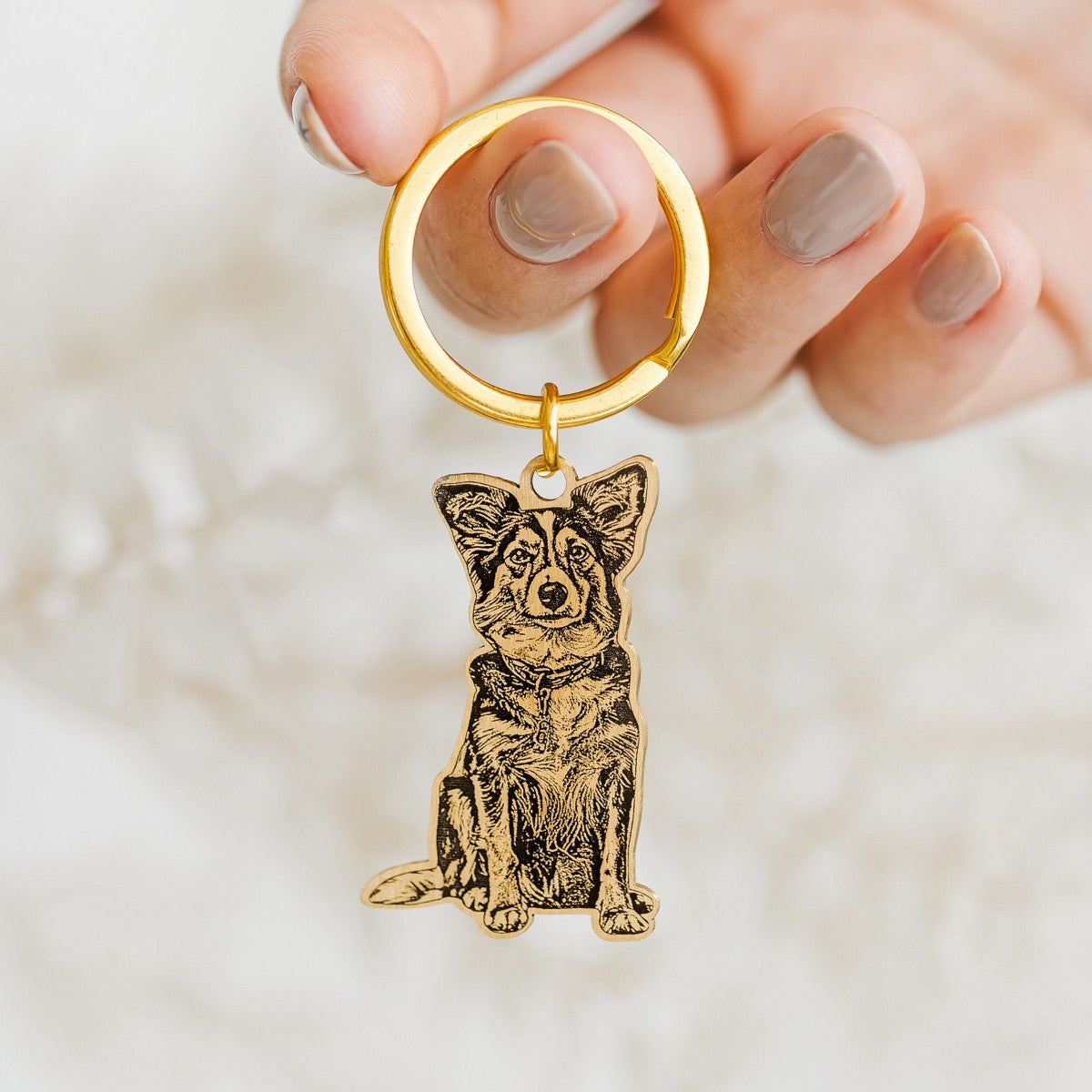 Personalized Engraved Pet Portrait KeyChain Memorial Gift