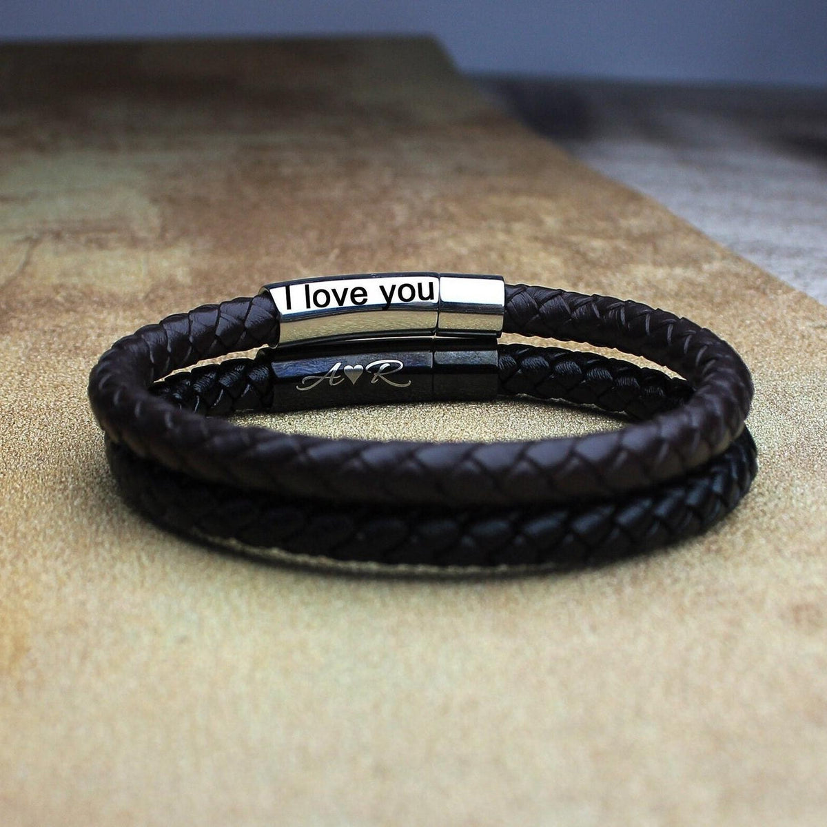 Personalized Memorial Buckle Leather Bracelet