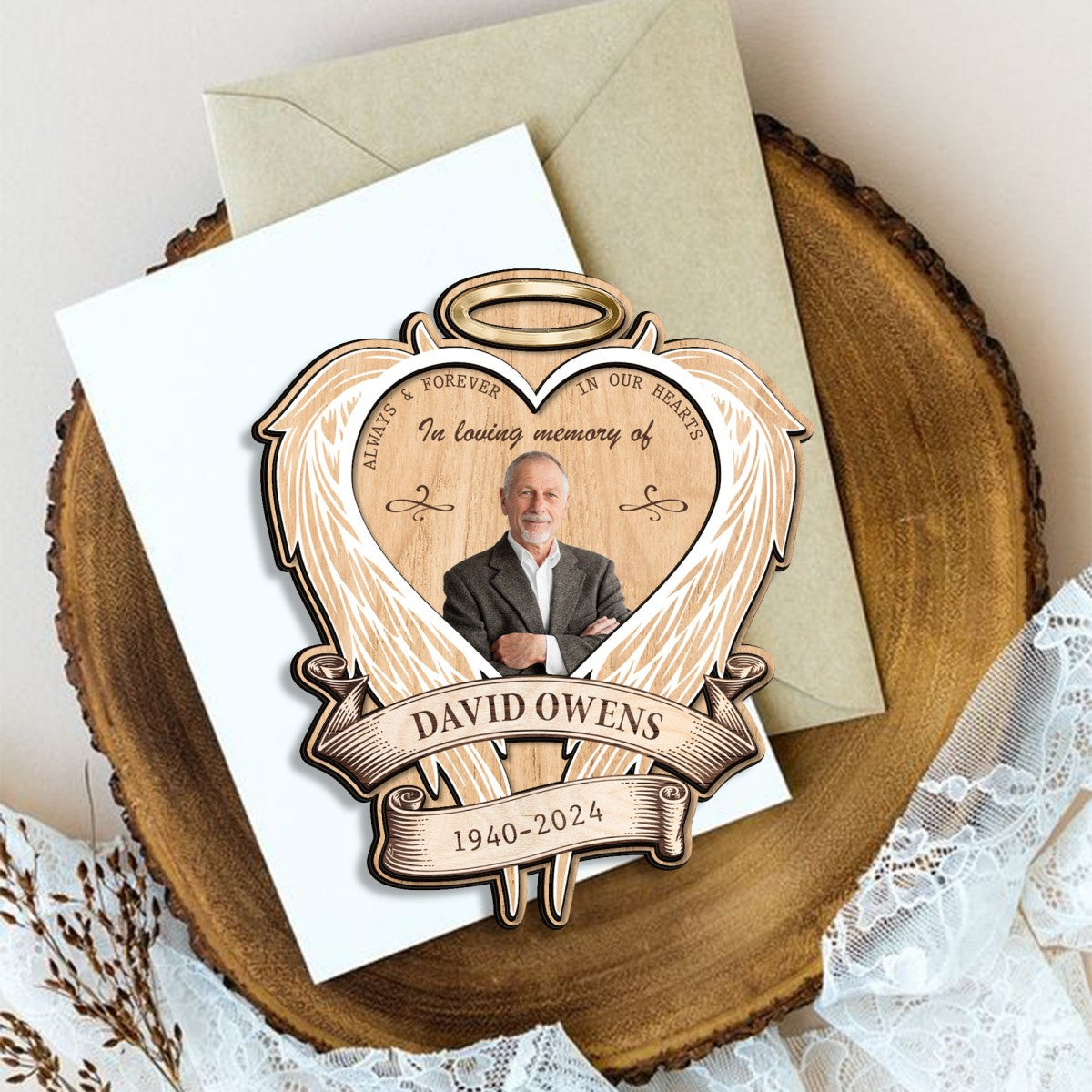 Forever In Our Hearts Personalized Memorial Photo Car Visor Clip