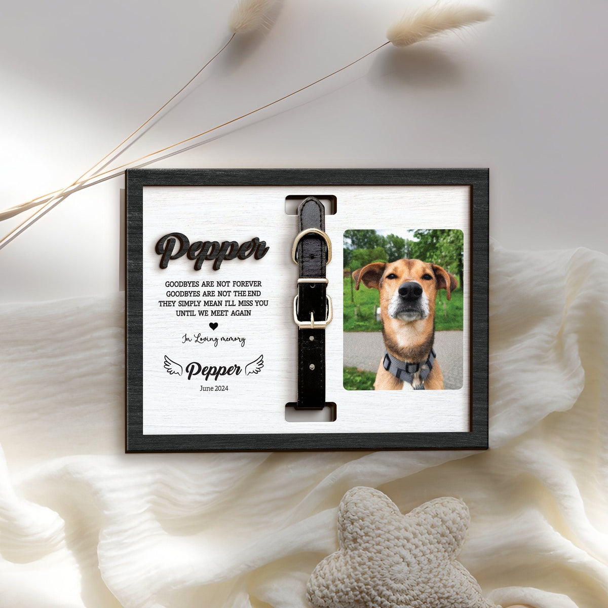 Personalized Dog Memorial Wood Frame With Collar Holder, Memorial Pet Collar Sign with Photo, Dog Memorial Gifts, Dog Sympathy Gift