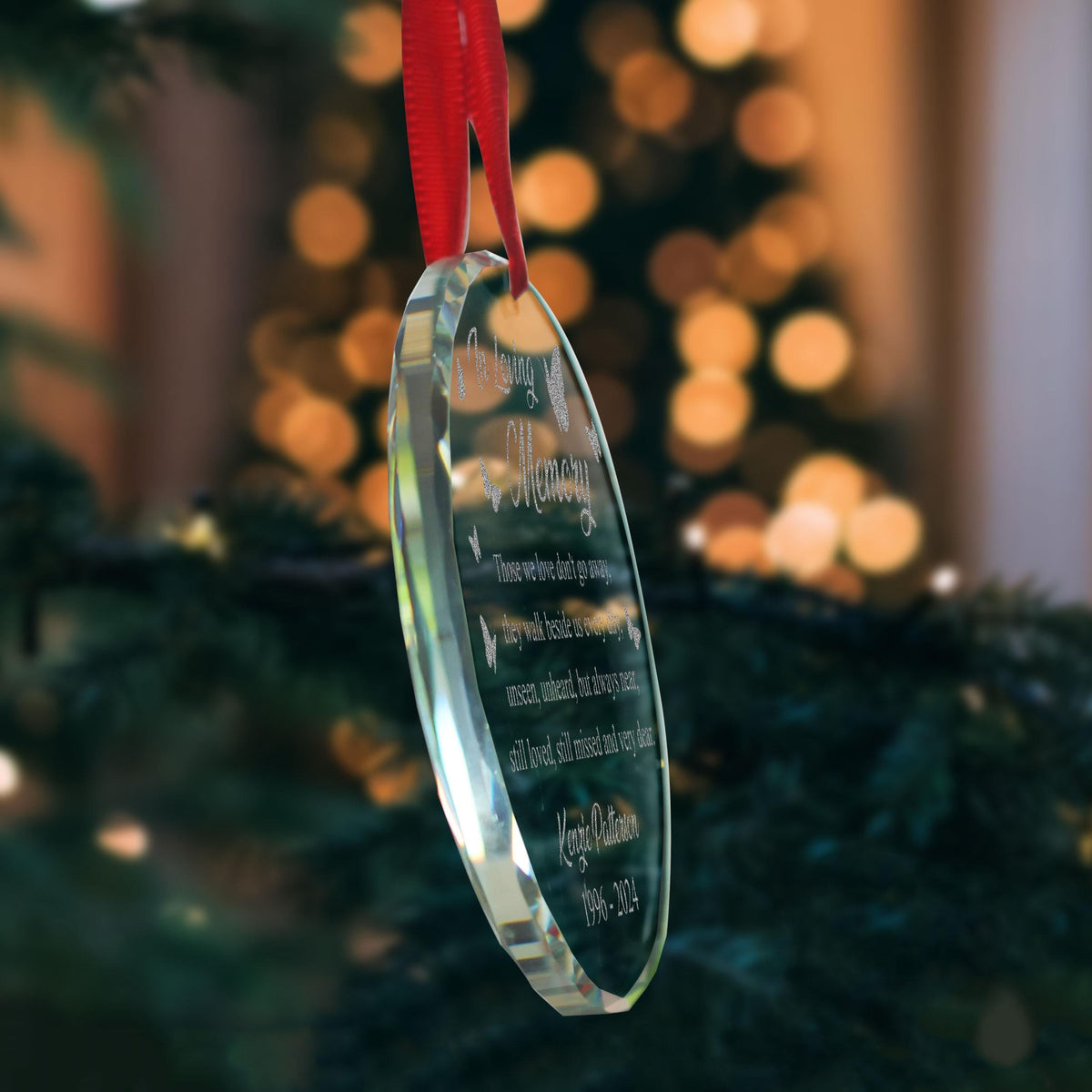 Personalized In Loving Memory Glass Ornament