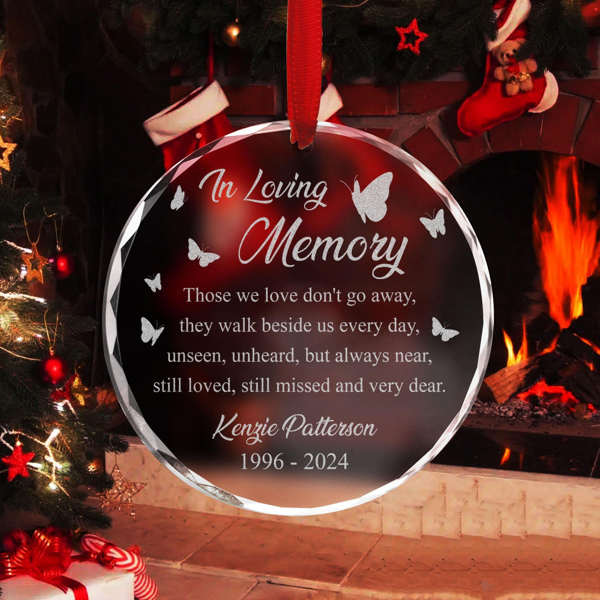 Personalized In Loving Memory Glass Ornament