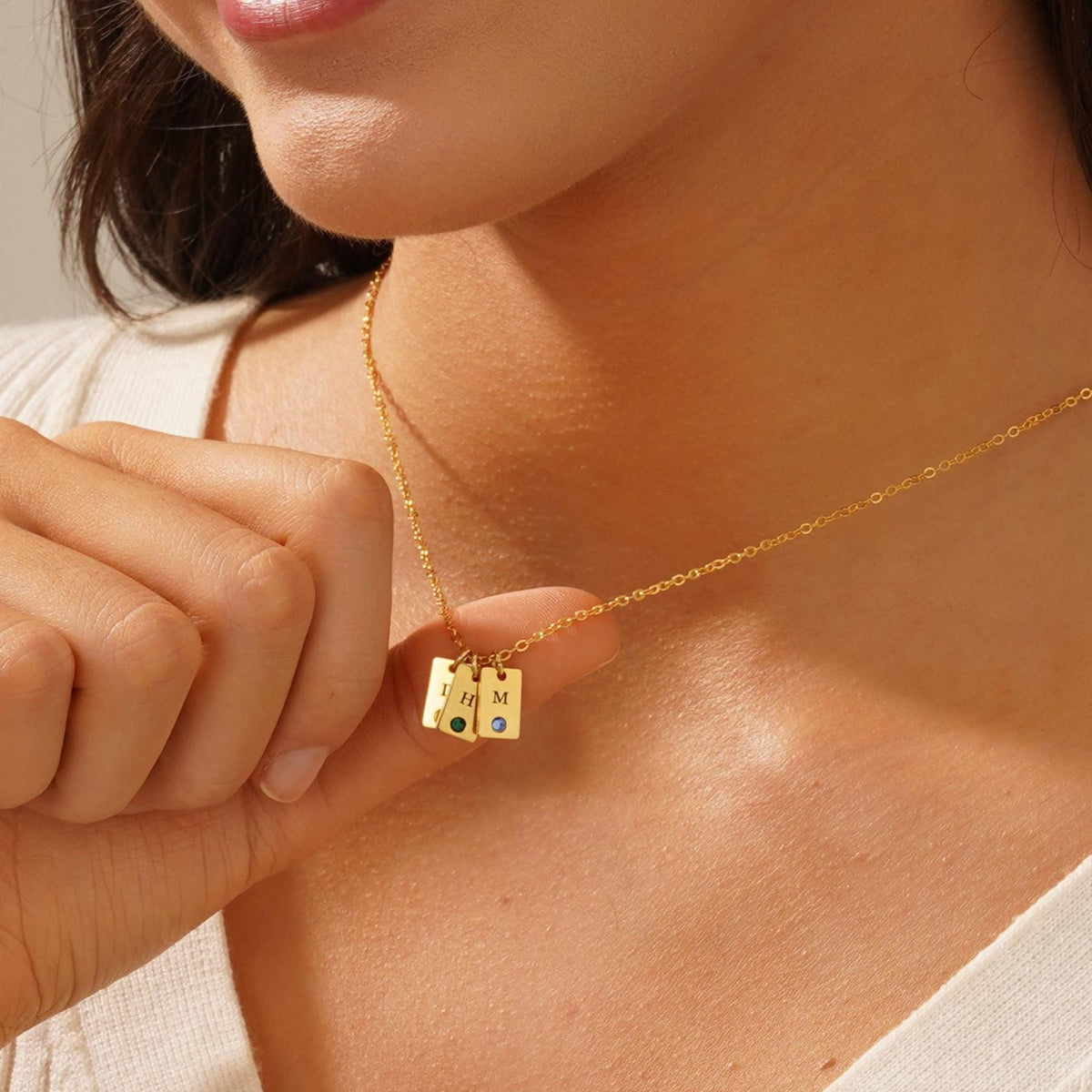 Personalized Birthstone Multiple Initial Necklace