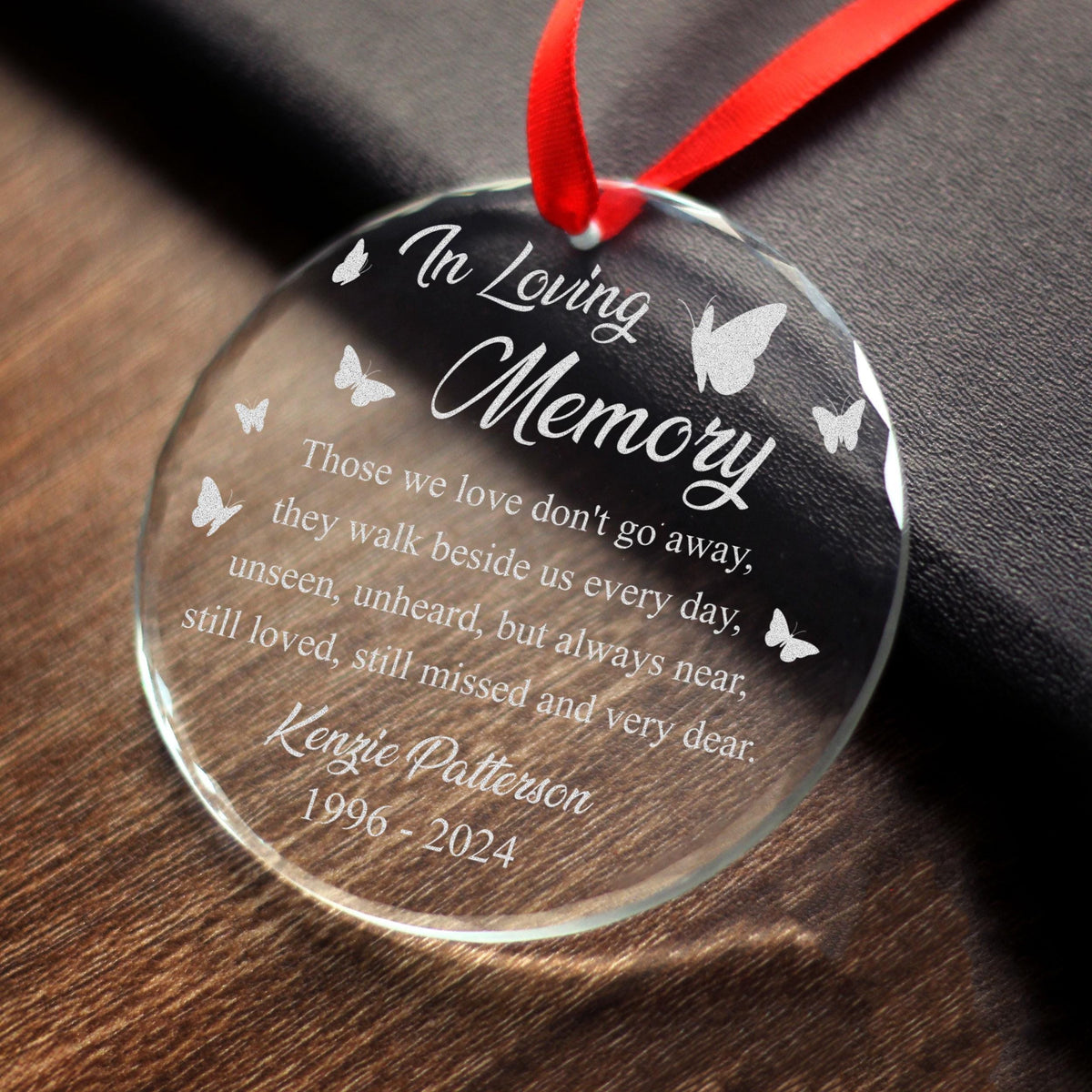 Personalized In Loving Memory Glass Ornament