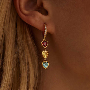 Personalized Heart Birthstone Earrings – Gift for Moms, Grandmas