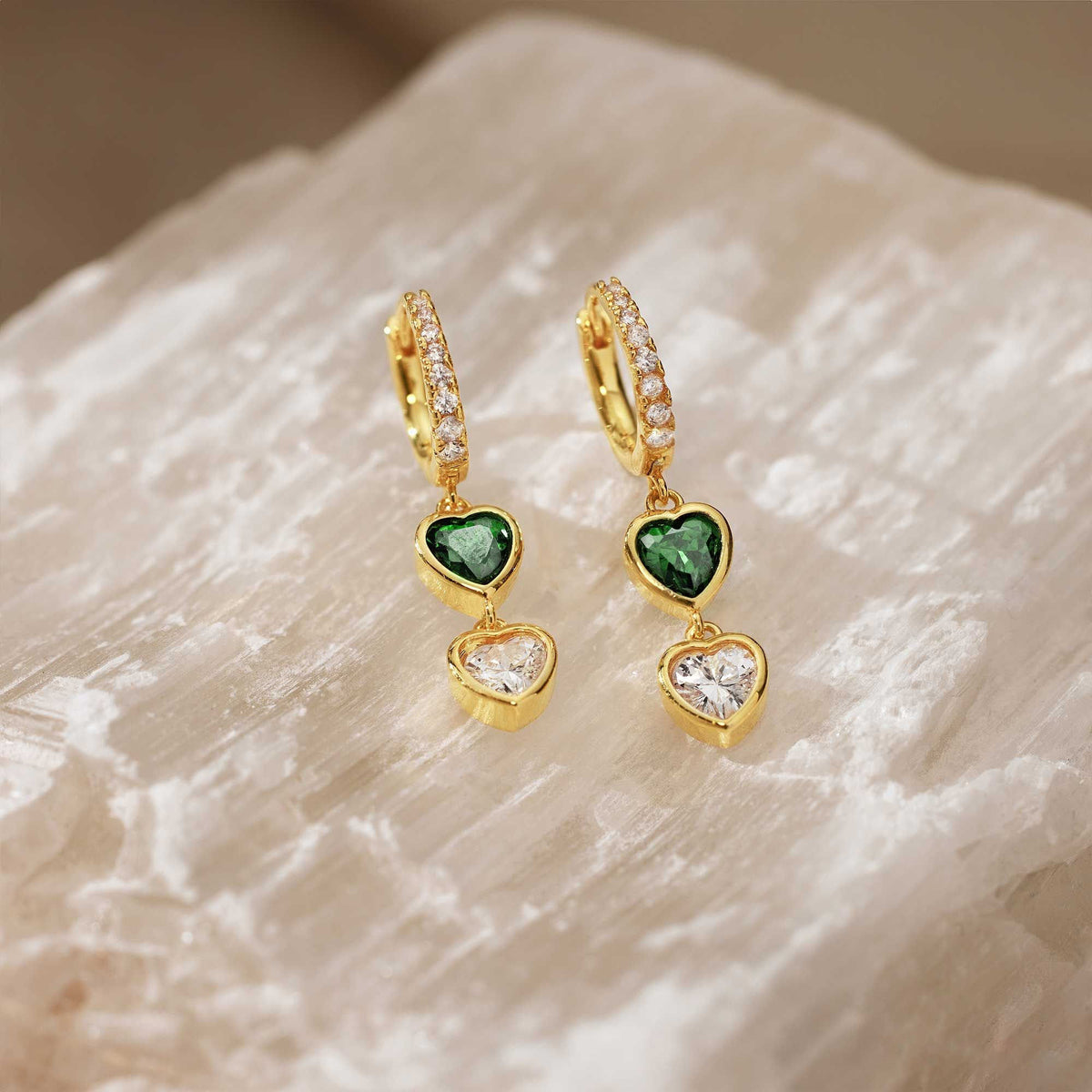 Personalized Heart Birthstone Earrings – Gift for Moms, Grandmas