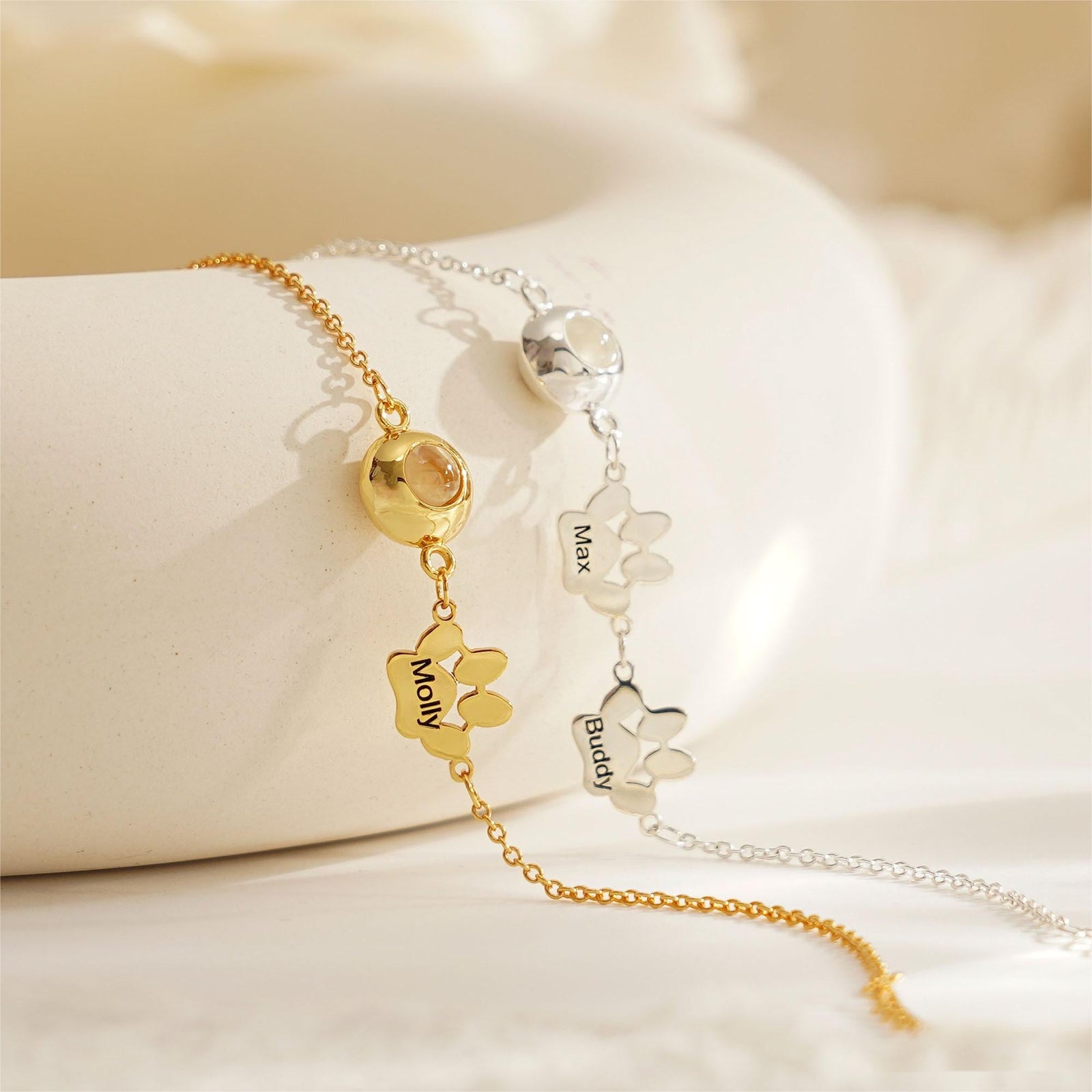 Personalized Pet Name Bracelet with Photo,Projection Bracelet for Pet Lover Gift