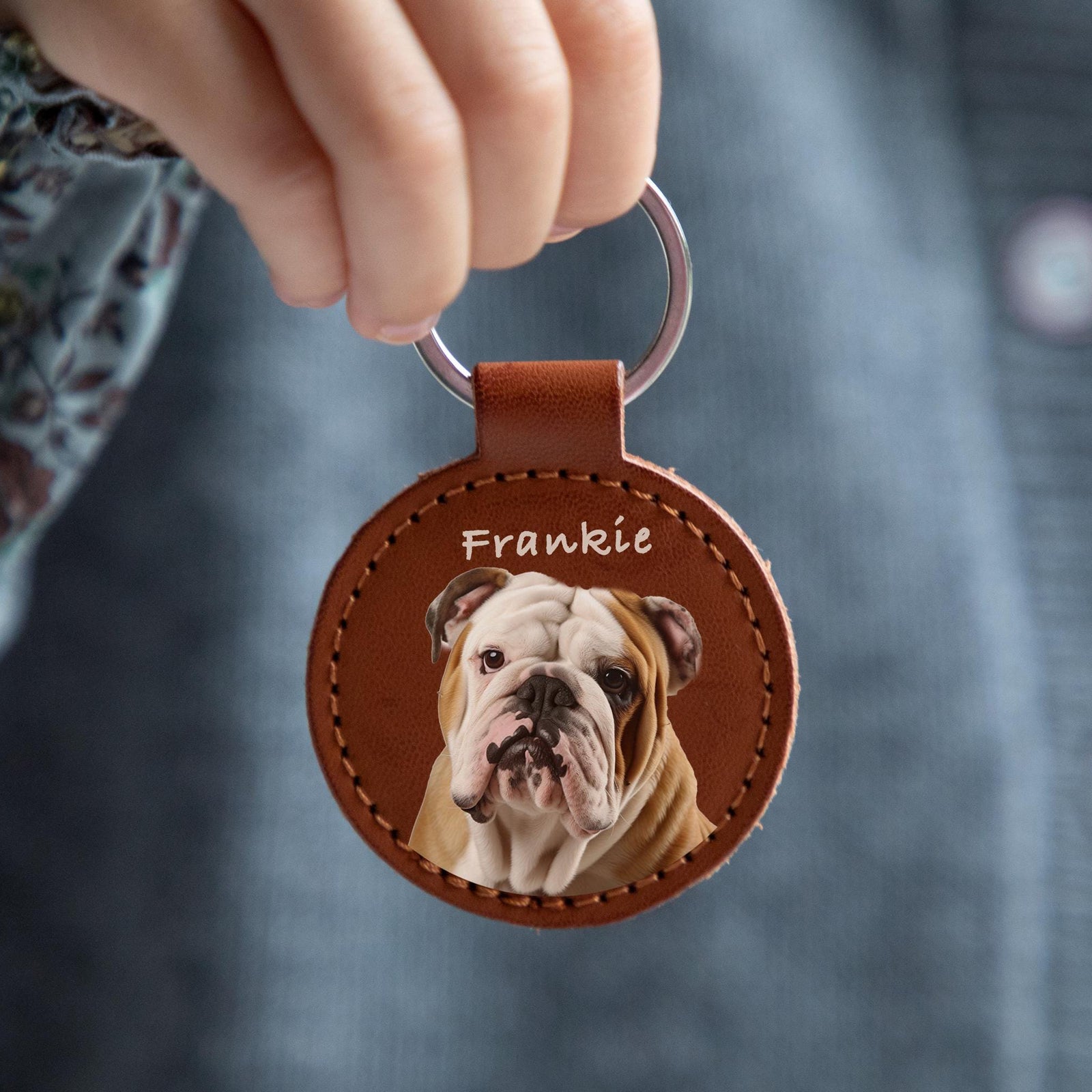 Personalized Engraved Name Custom Pet Keychain with Portrait from Photo, Memorial Gift