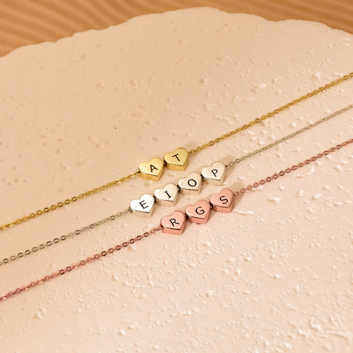 Personalized Heart Charms Letters Bracelet