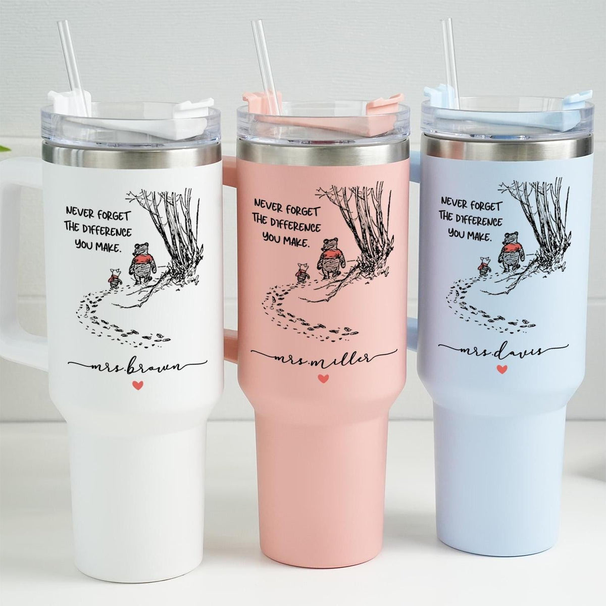 Never Forget the Difference You Make Personalized 40oz Tumbler Teacher Appreciation Gift